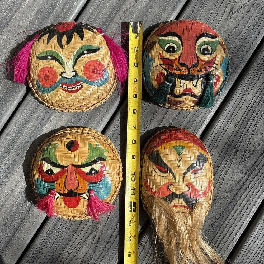 Set of 4 Vietnamese Basket Weave Masks 6